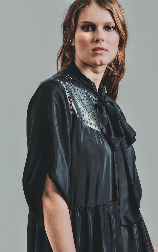 Image Title Directions Dress - Silk and Leather Lace